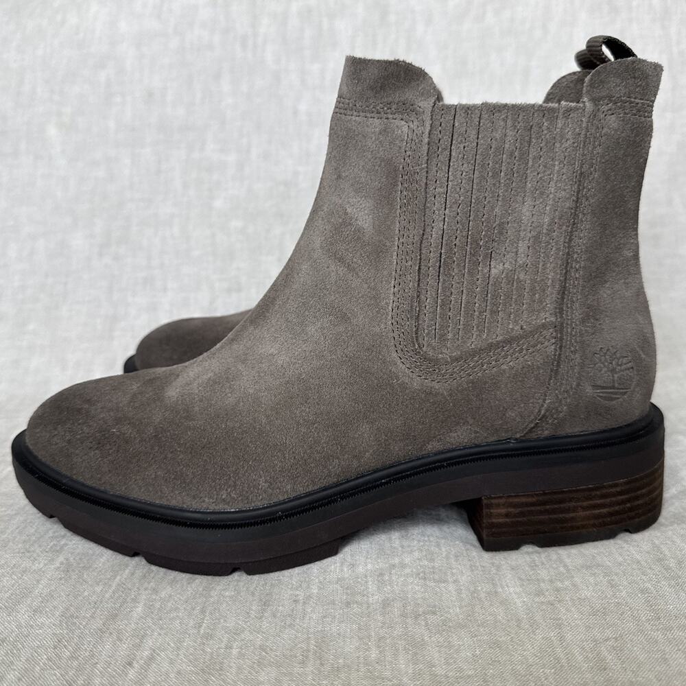 [WOMEN 7] Timberland Brimfield Mid Chelsea WATERPROOF Brown Suede Chunky Sole - Picture 8 of 12